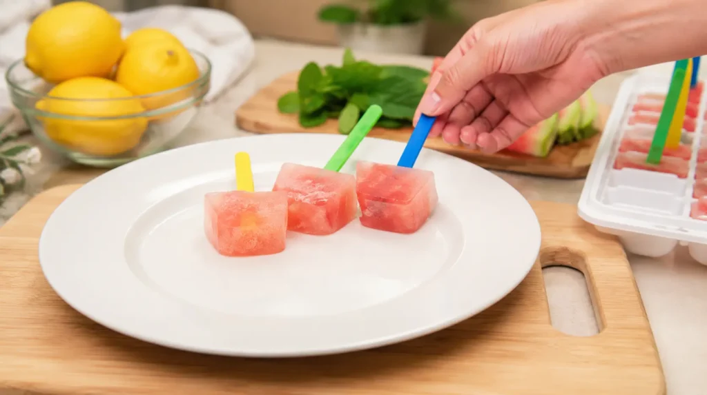 Recipe: Frosted Watermelon Lemonade Mini Ice Pops